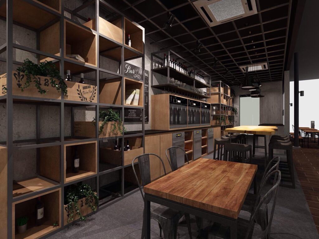 Industrial-Style Cafe, interior view 3