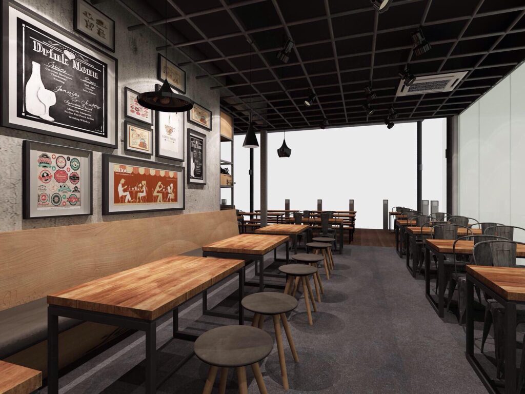Industrial-Style Cafe, interior view 2